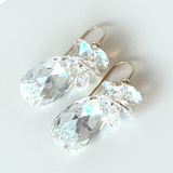 Short Drop Crystal Custer Earrings - Color Blue Iridescence