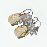 Short Drop Crystal Custer Earrings - Color Golden