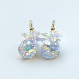 Short Drop Iridescent Circular Crystal Custer Earrings