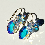 Short Drop Oval Cut Crystal Custer Earrings - Color Iridescence