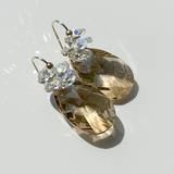 Short Drop Large Crystal Custer Earrings - Color Golden