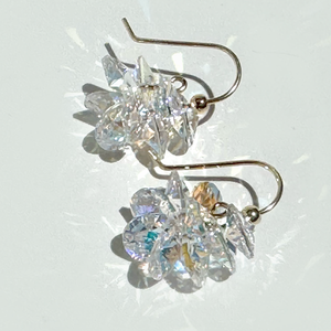 Mini Crystal Cluster Earrings - Color Gray Iridescence