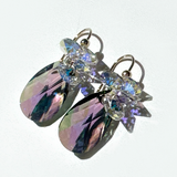 Short Drop Crystal Custer Earrings - Color Purple