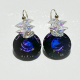 Short Drop Round Crystal Custer Earrings - Color Purple