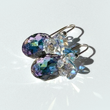 Short Drop Oval Cut Crystal Custer Earrings - Color Purple Unicorn