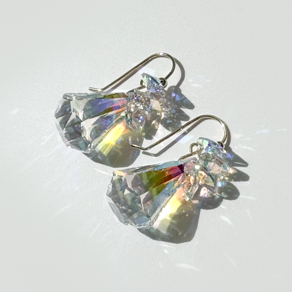 Short Drop Teardrop Crystal Custer Earrings 