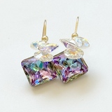 Short Drop Princess Cut Crystal Custer Earrings - Color Options