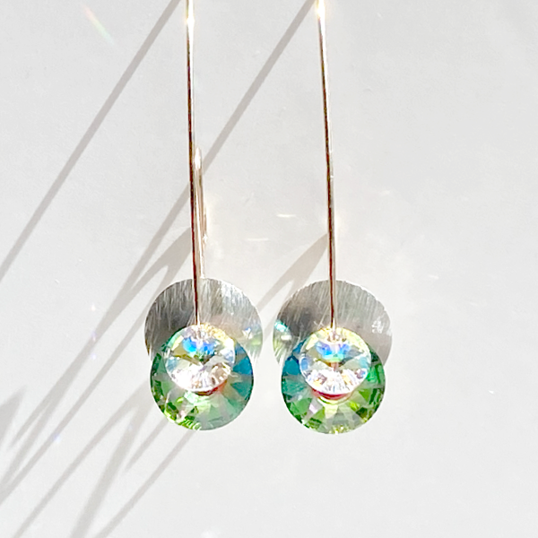 14k Gold Filled Eye Catching Crystal Long Scroll Earrings Collection | Jewelry Made in California