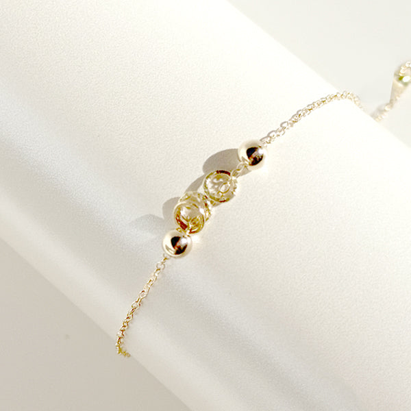 Adjustable 14 Karat Gold Dainty Mini Rings Bracelet