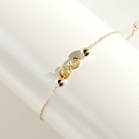 Adjustable 14 Karat Gold Dainty Mini Rings Bracelet