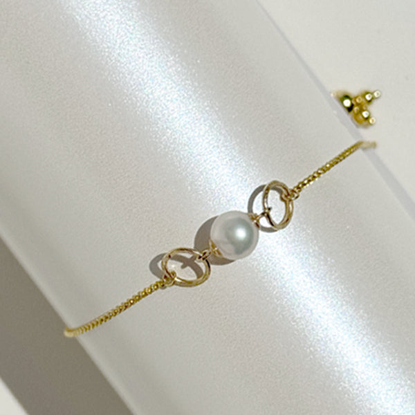 Adjustable 14 Karat All Gold Akoya Pearl Bracelet