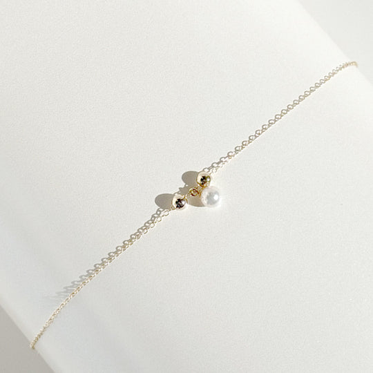 Adjustable 14 Karat Gold Akoya Pearl Bracelet