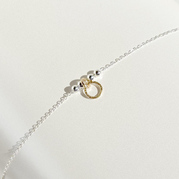 Adjustable 14 Karat Gold and Sterling Silver Dainty Charm Bracelet