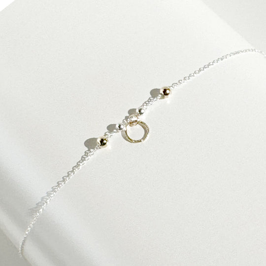 Adjustable 14 Karat Gold and Sterling Silver Dainty Charm Bracelet II