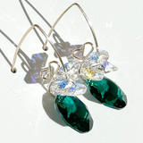 Regal Crystal Cluster Earrings - emerald