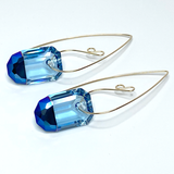 Art Deco Crystal Earrings - Blue