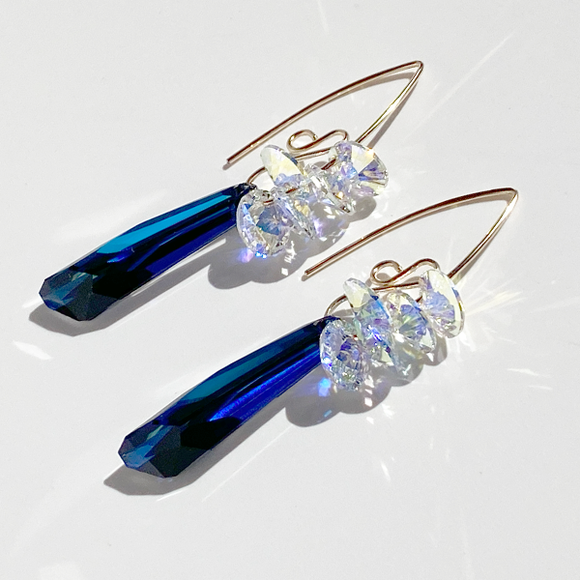 Versatile Argentium Silver Beautiful Crystal Earrings - blue