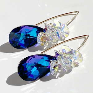 Versatile 14k Gold Filled Elegant Short Scroll Design Crystal Earrings