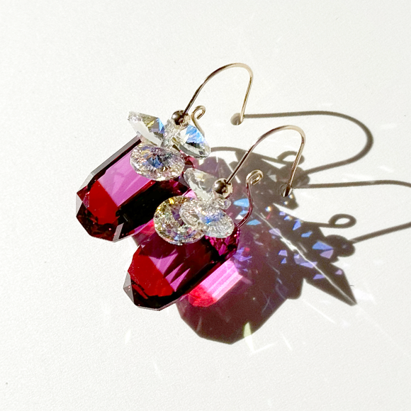 Fuchsia Art Deco Crystal Earrings