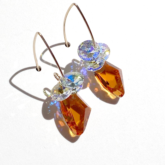 14k Gold Filled Modern Crystal Cluster Earrings