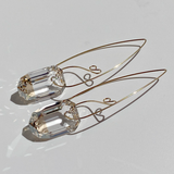 Art Deco Crystal Earrings - Golden