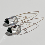 Art Deco Crystal Earrings - Gunmetal