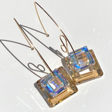 Versatile Large Square Crystal Earring Collection - Gold Filled