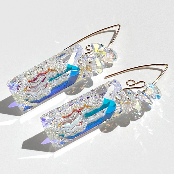 Lavish Crystal Earrings in 14k gold filled spiral design by MONOLISA