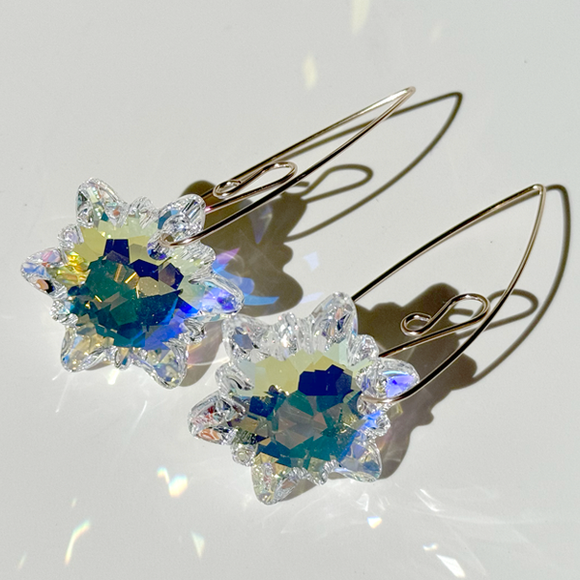 14k Gold Filled Flower Crystal Earrings