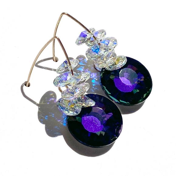 Lavish Purple Eye Catching Crystal Earrings