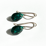 Elegant Crystal Mini Modern Pear Earrings  - emerald