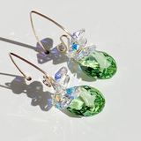 Regal Crystal Cluster Earrings - Peridot Green