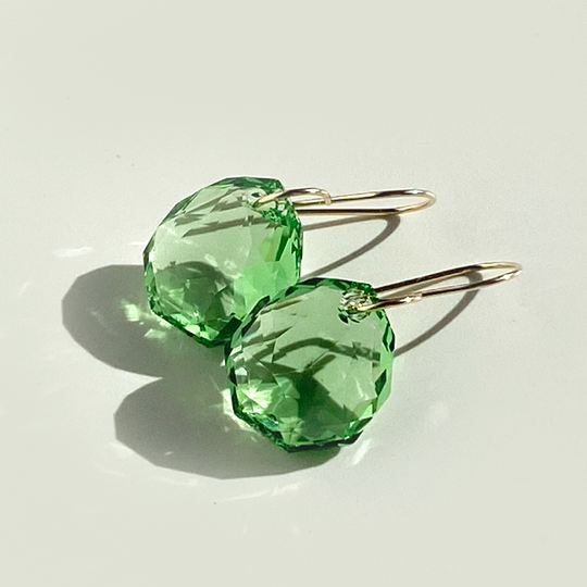 Regal Faceted Crystal Earrings - Peridot Color
