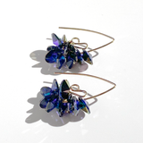 Gold Filled Mini Bent Hoop Crystal Cluster Earrings - purple