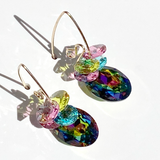 Regal Crystal Cluster Earrings - Rainbow
