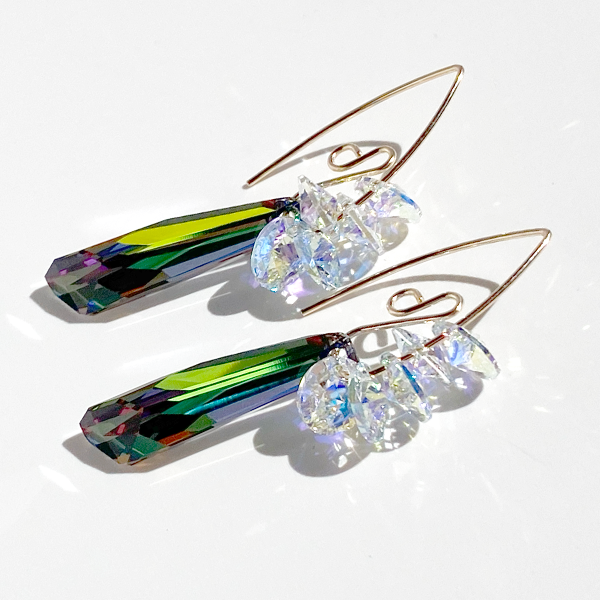 14k Gold Filled Rainbow Cluster Crystal Earrings by MONOLISA Jewelry