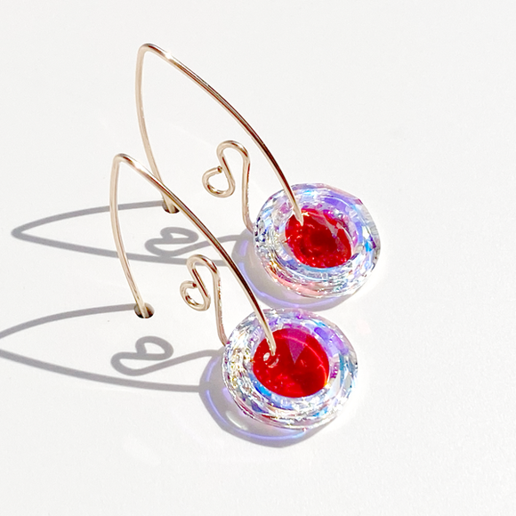 Versatile Crystal Eyes Earring Collection - Red color