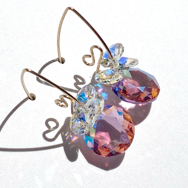 Timeless Circular Cluster Crystal Earrings - Pink