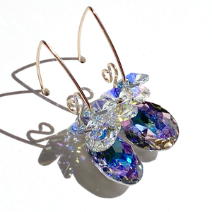 Regal Crystal Cluster Earrings - Zircon