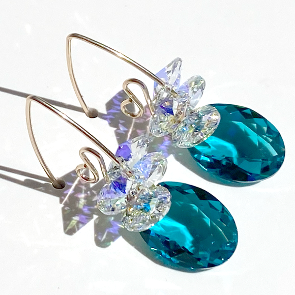 Regal Crystal Cluster Earrings - Zircon