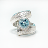 Argentium® Silver 2 Carat Light Blue Topaz Spiral Textured Ring