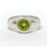 Argentium® Silver 2 Carat Peridot Topaz Textured Ring Band