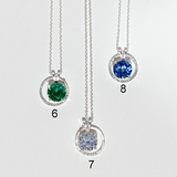 Argentium® Silver 2 Carat Gemstone Pendant Necklace Collection - Simulated Diamond & Emerald, Blue Purple Topaz