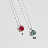 Argentium® Silver 2 Carat Gemstone Pendant Necklace Collection - Pink and Green Topaz Stones