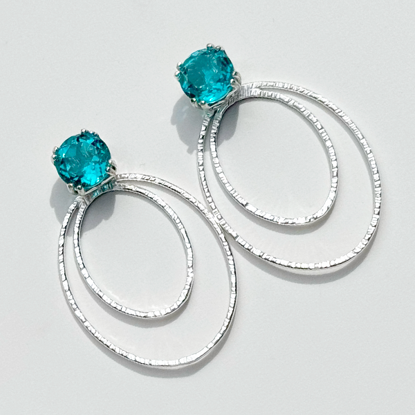 Versatile 4 Carat Crystal Quartz Studs with Argentium Silver Oval Hoop Earring Jackets | Handmade Earring Jacket Collection by Jewelry Designer Lisa Ramos