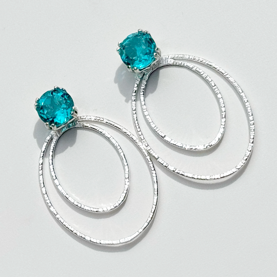Versatile 4 Carat Crystal Quartz Studs with Argentium Silver Oval Hoop Earring Jackets | Handmade Earring Jacket Collection by Jewelry Designer Lisa Ramos