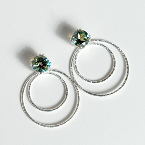 Versatile 4 Carat Gemstone Topaz Studs with Argentium Silver Round Hoop Earring Jackets - Iridescent Green Topaz | Handmade Earring Jacket Collection by Jewelry Designer Lisa Ramos