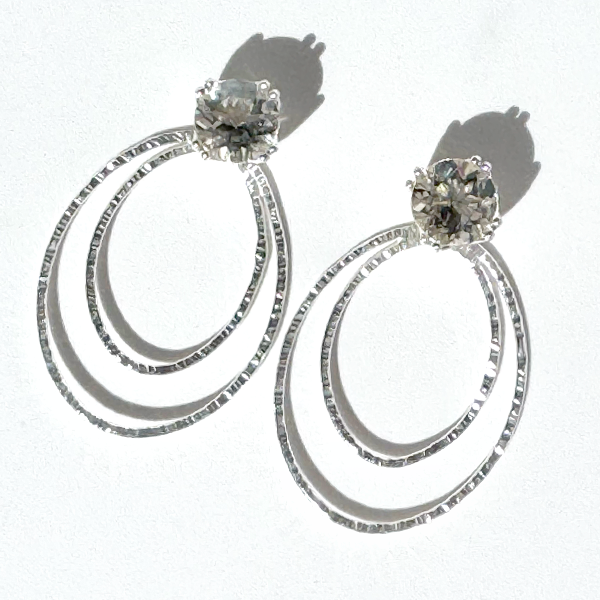 Versatile 4 Carat Sunstone Studs with Argentium Silver Round Oval Hoop Earring Jackets | MONOLISA Jewelry Made in California by Artist Lisa Ramos