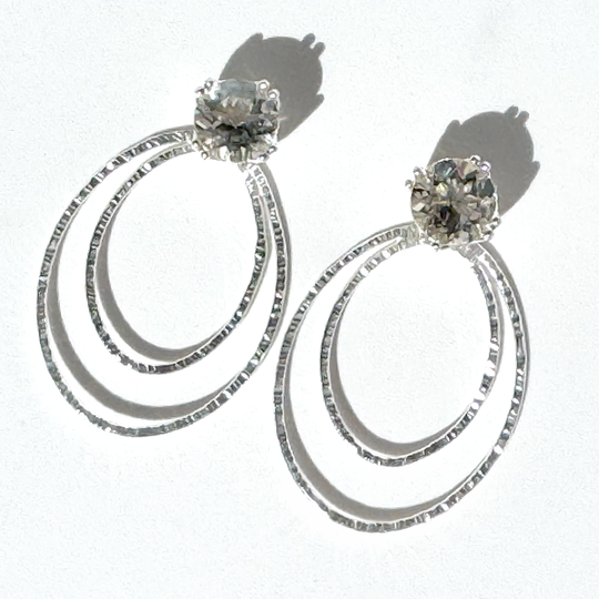 Versatile 4 Carat Sunstone Studs with Argentium Silver Round Oval Hoop Earring Jackets | MONOLISA Jewelry Made in California by Artist Lisa Ramos