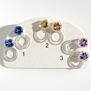 Versatile 4 Carat Gemstone Stud Earrings with Argentium Silver Small Hoop Earring Jackets